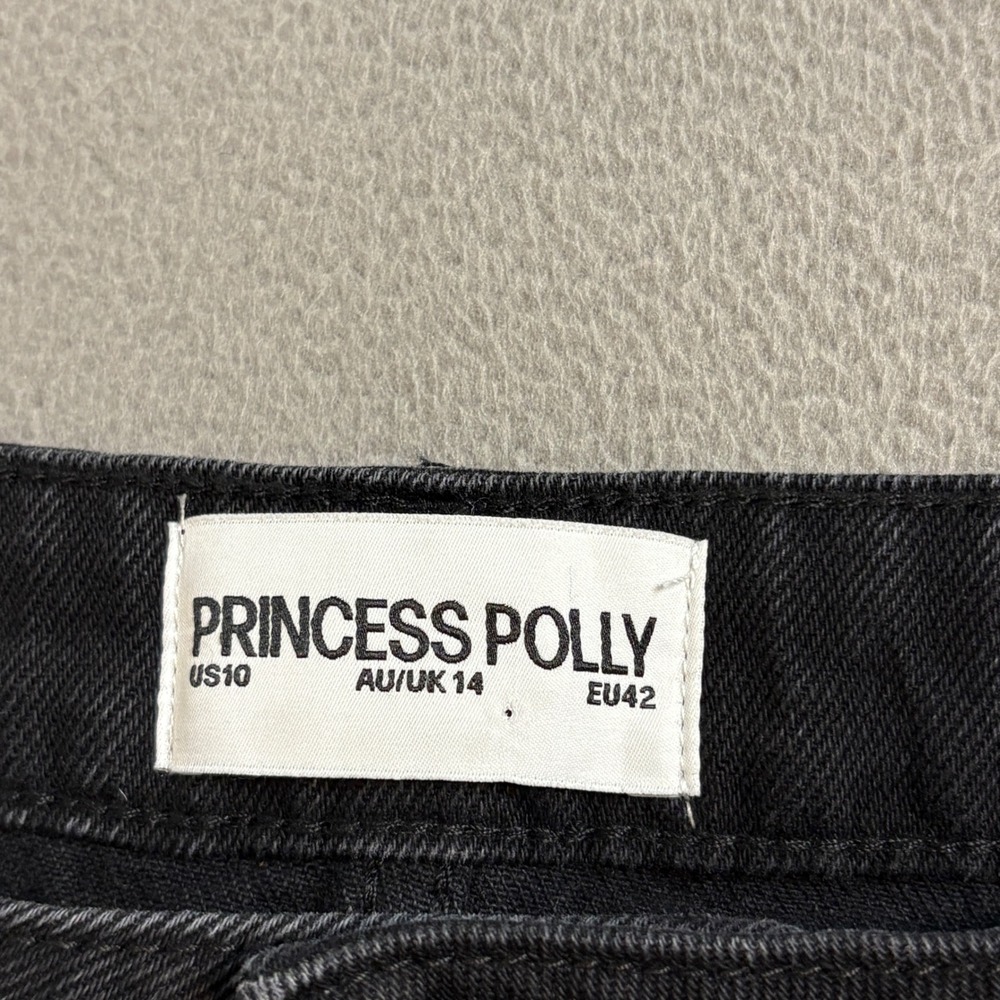 Princess Polly Black High Waisted Denim Shorts Size US 10 - Picture 3 of 10